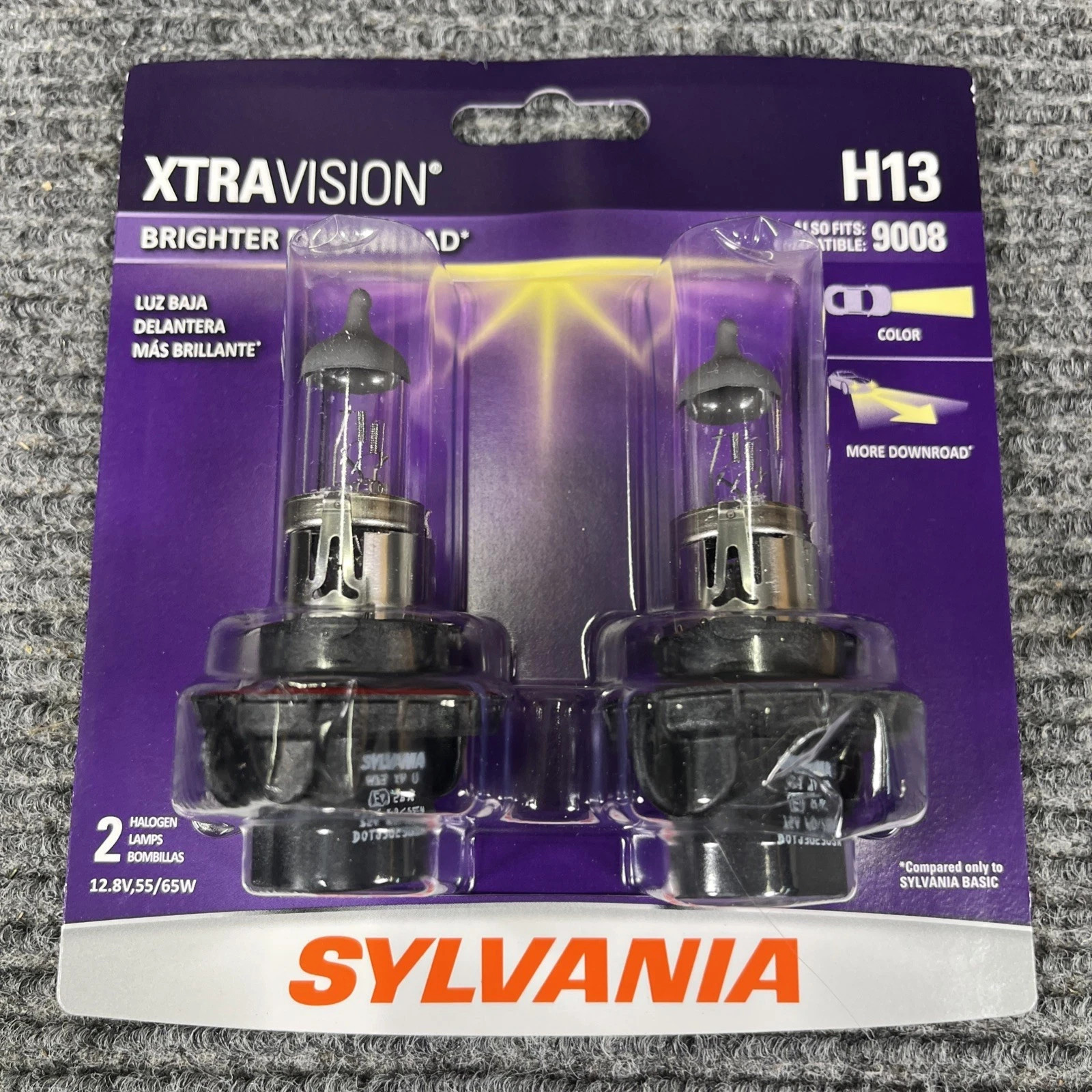 (Open box) (New) SYLVANIA XtraVision H13XV.BP2 Halogen Headlight Bulb - 2 Piece