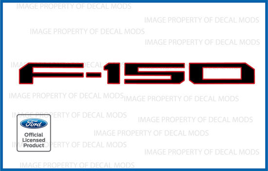 18-20 Ford F150 Tailgate Inserts Decals Letters Stickers Black Outline Red FG1T3