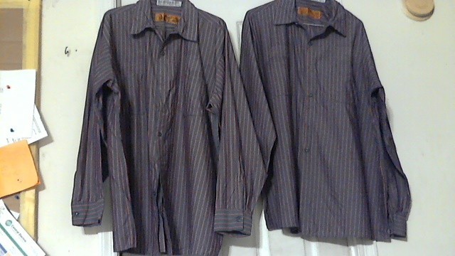 RED KAP AUTOMOTIVE SHIRTS ( XXL-RG ) ( LOT of 2 ) BURGUNDY  W/ STRIPES PREOWNED