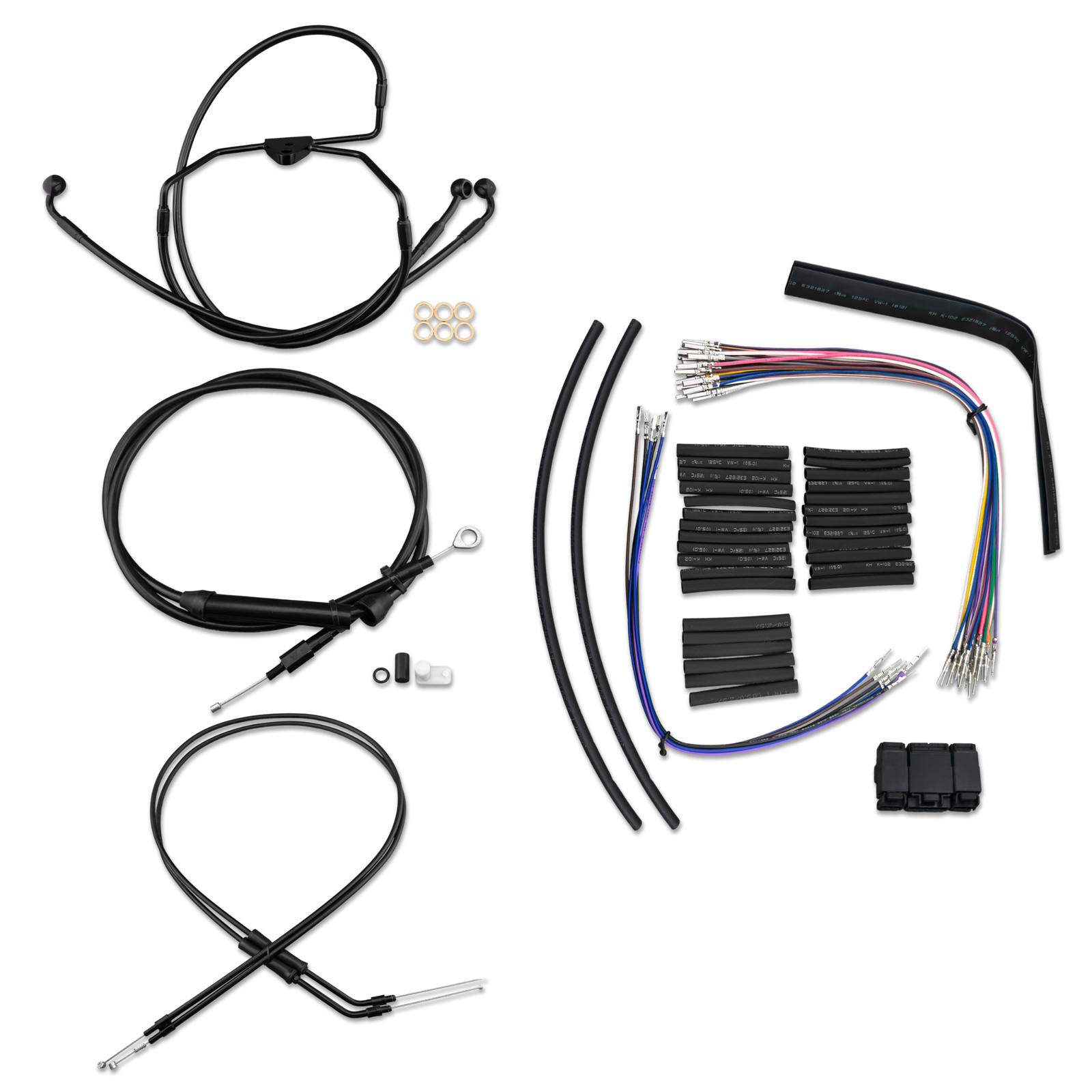 Stainless Cable Brake Line Kit Black 14\