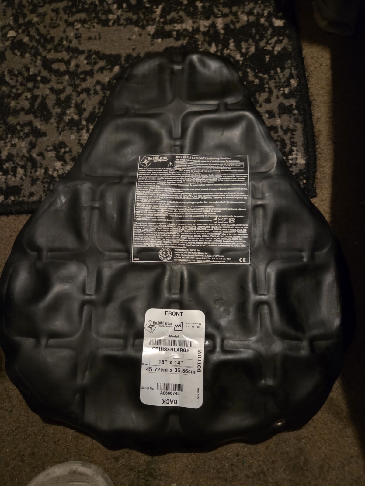 Vintage AIRHAWK Cruiser Large Motorcycle Seat Air Cushion Bladder (18