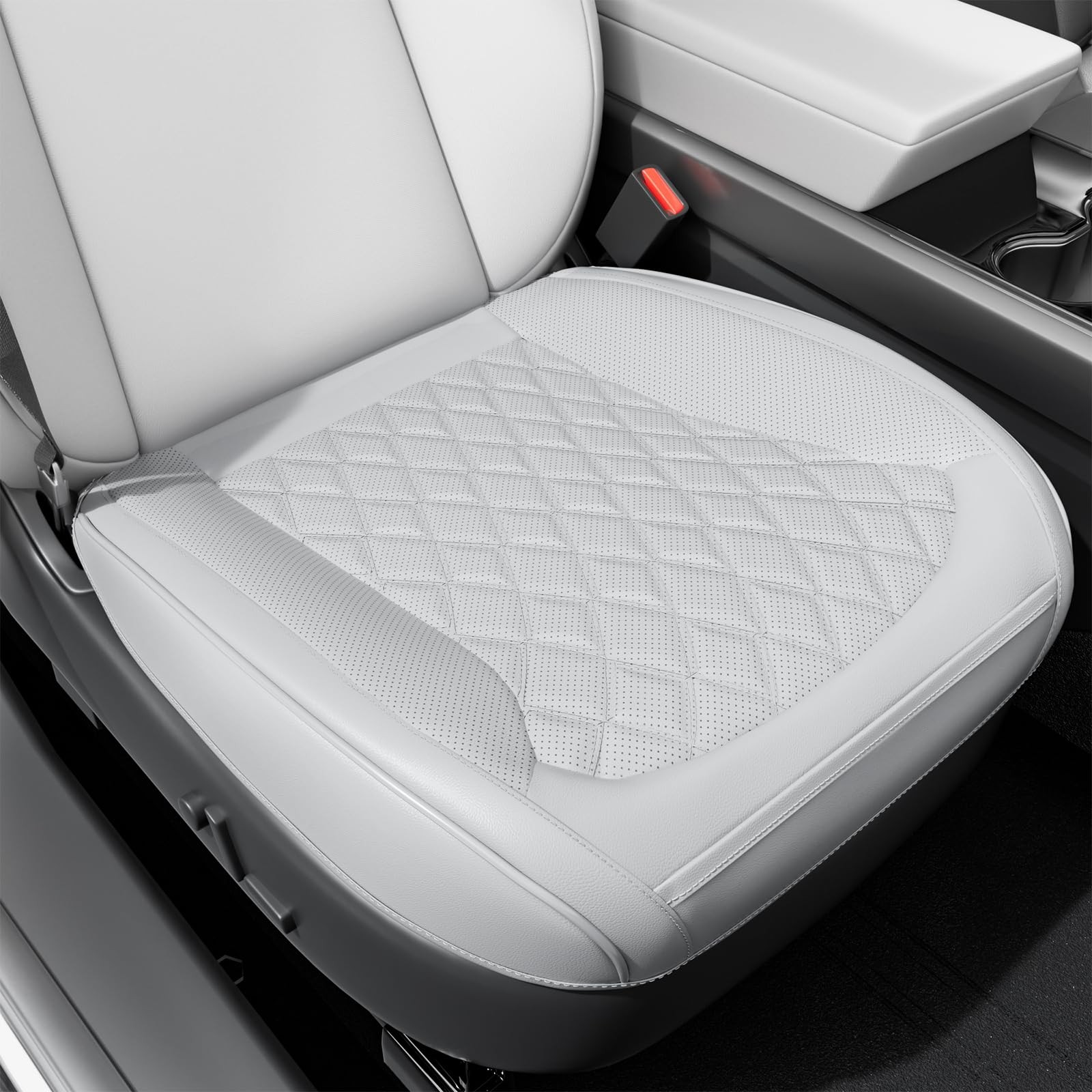 SCDOOCA 2 Pack Front Bottom Car Seat Cover, Luxury Leather 2Pcs, White 