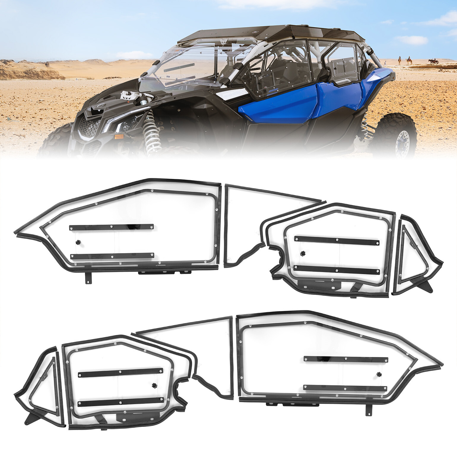 KEMIMOTO Hard Door Set Cab Enclosure Vented For 2017-2026 Can-Am Maverick X3 MAX