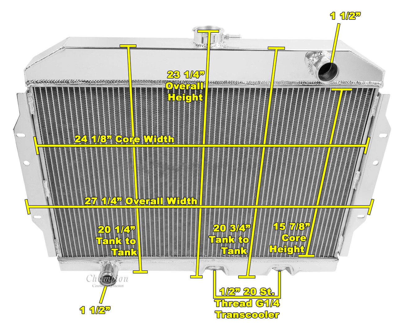 Eagle Champion 4 Row All Aluminum Radiator for 1968 - 1970 American Motors AMX