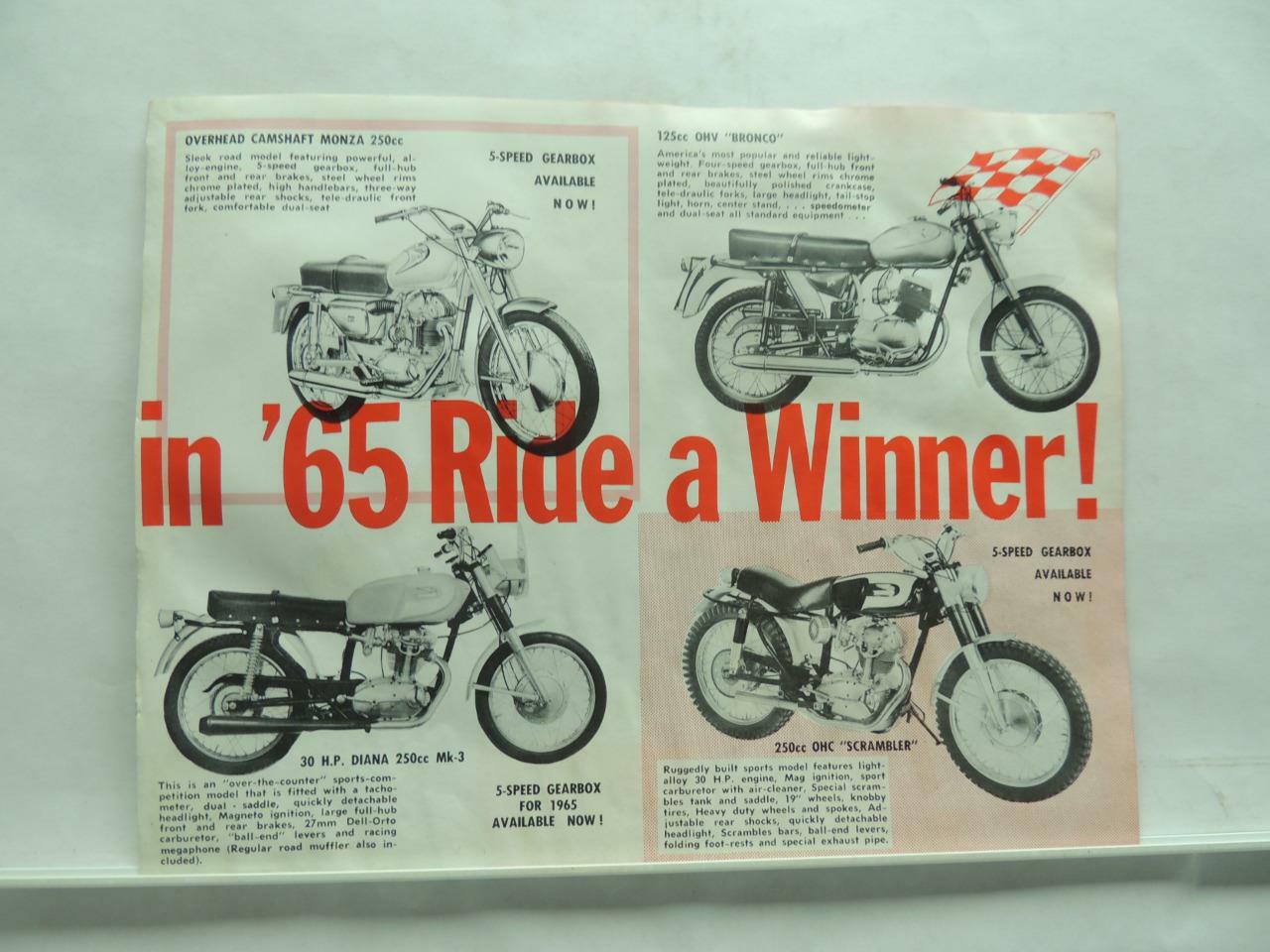 1965 Ducati Bronco OHV 125 250cc OHC Scrambler Brochure B5736