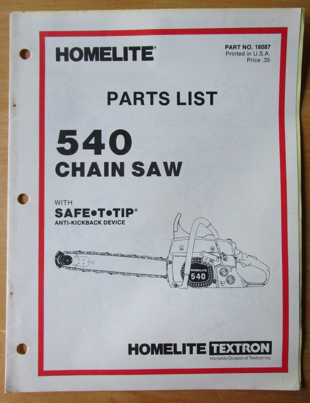 Homelite 540 Chain Saw #18087 Parts List QUICK Homelite 540 Chain Saw #18087 Parts List QUICK