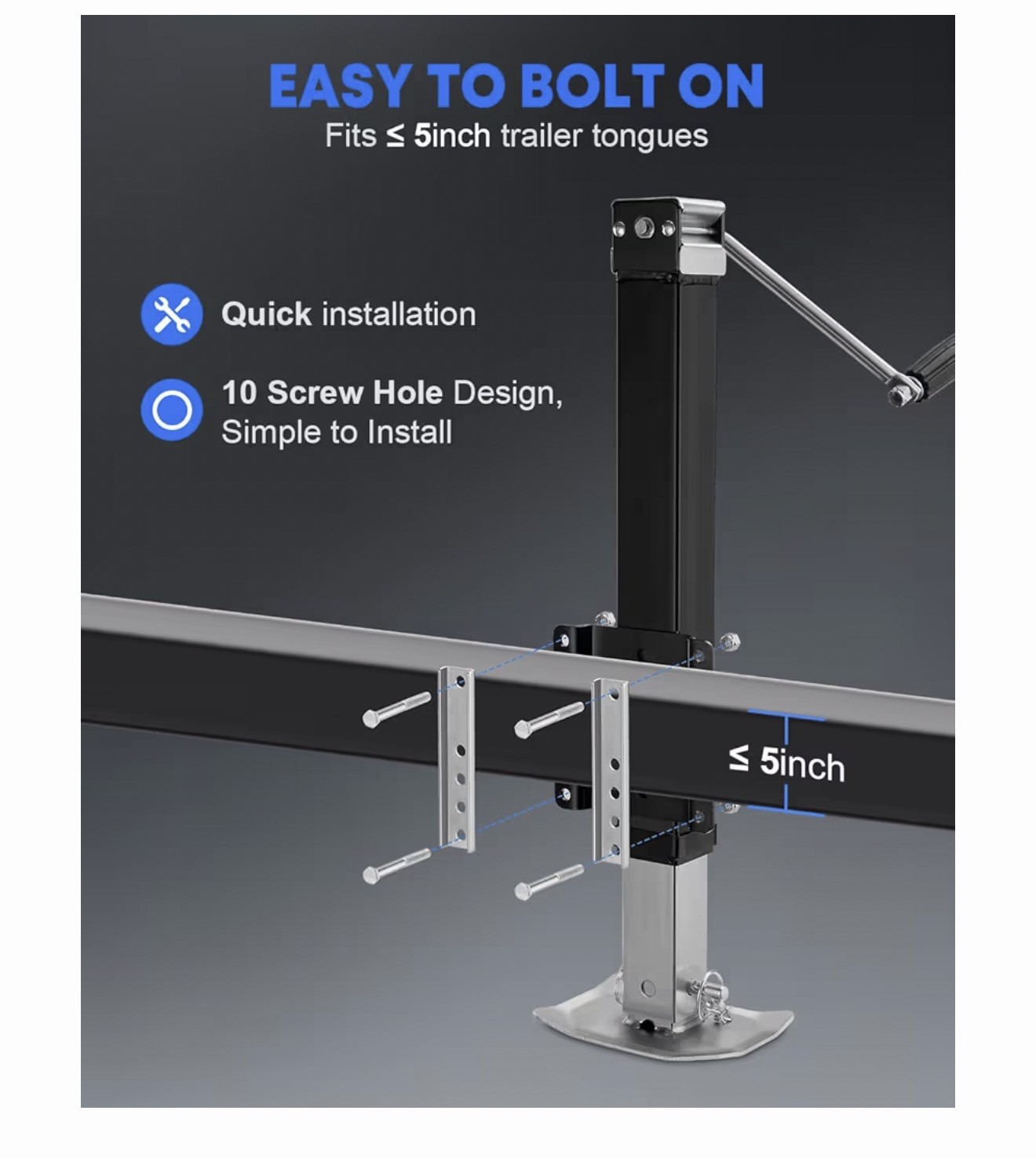 Kohree 8000 lbs Trailer Jack Heavy Duty Black - 8000lbs 