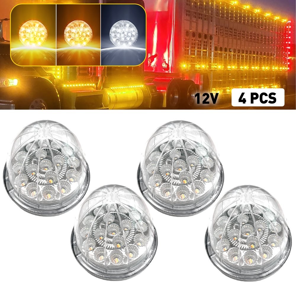 2/4x Amber White Dual Revolution 17LED Watermelon Light Turn Lamps Truck Trailer