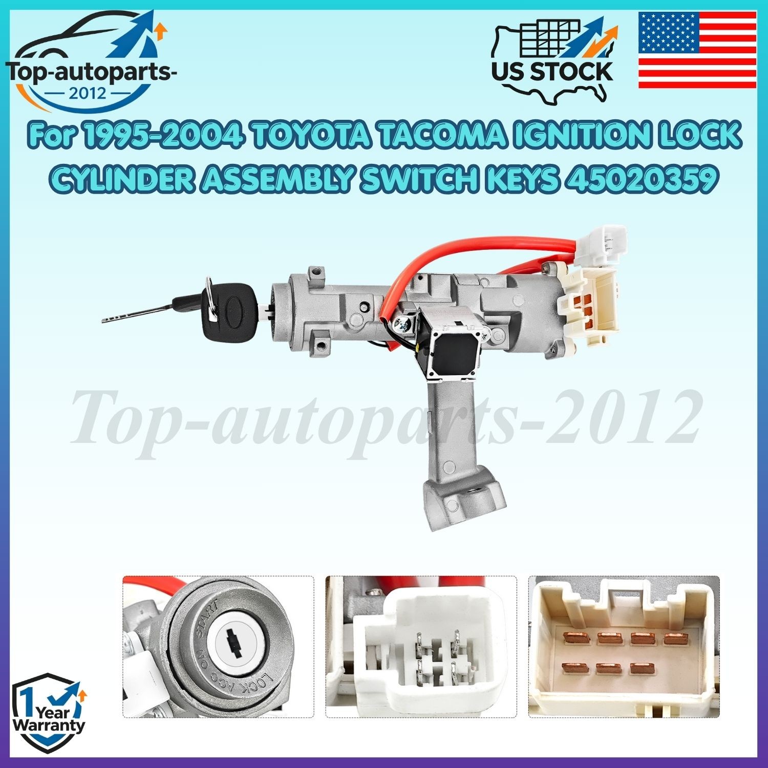 For 1995-2004 TOYOTA TACOMA IGNITION LOCK CYLINDER ASSEMBLY SWITCH KEYS 45020359