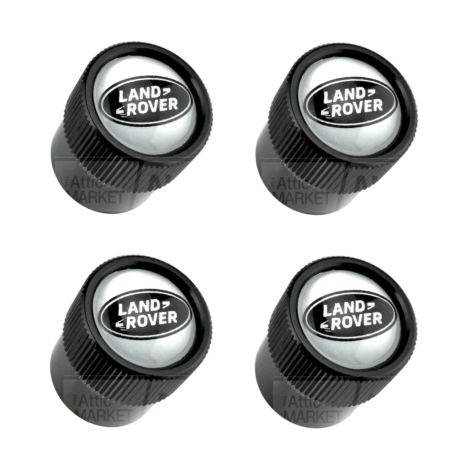 Land Rover Black Oval Tire Wheel Valve Stem Caps Set of Four Genuine VPLLK0015
