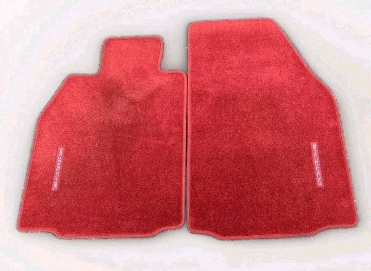 PORSCHE BOXSTER FRONT LEFT & RIGHT FLOOR MAT CARRERA RED OEM