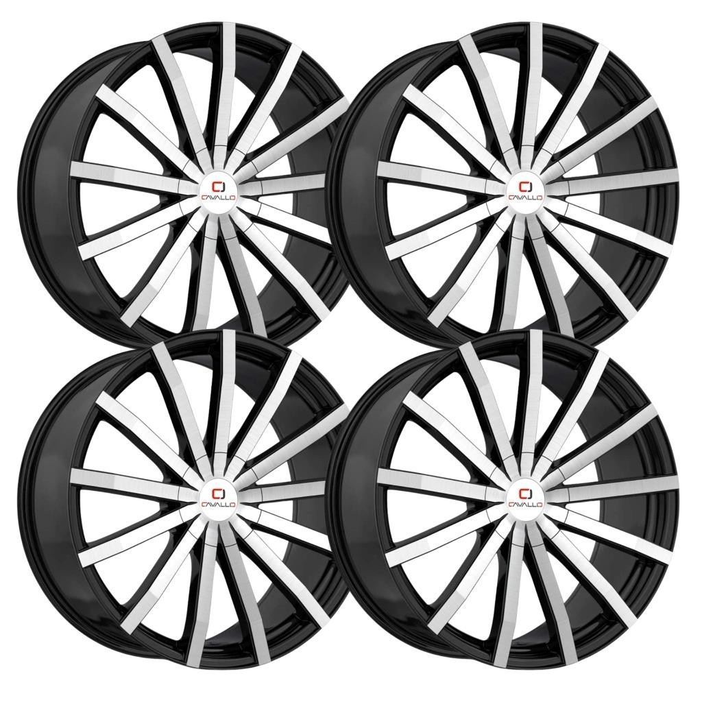 (Set-4) Cavallo CLV-52 18x8 5x100 35mm Black Machined Wheels Rims 18 Inch