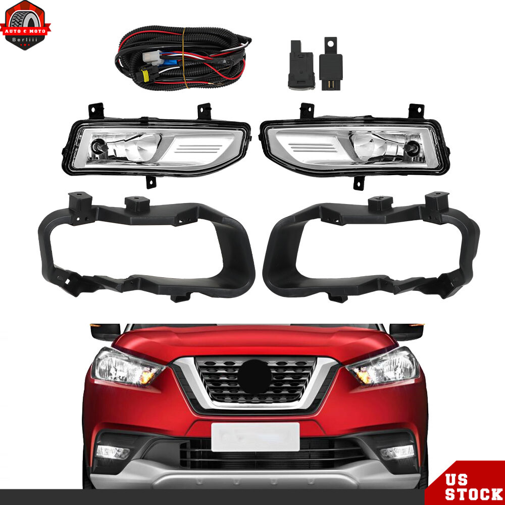 For 2017-2019 Nissan Kicks Halogen Fog Light Lamps w/Wiring kits Right&Left Side