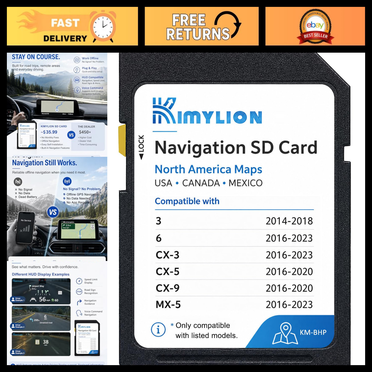 Mazda Navigation SD Card BHP166EZ1U - Offline Maps, HUD Support, GPS Upgrade