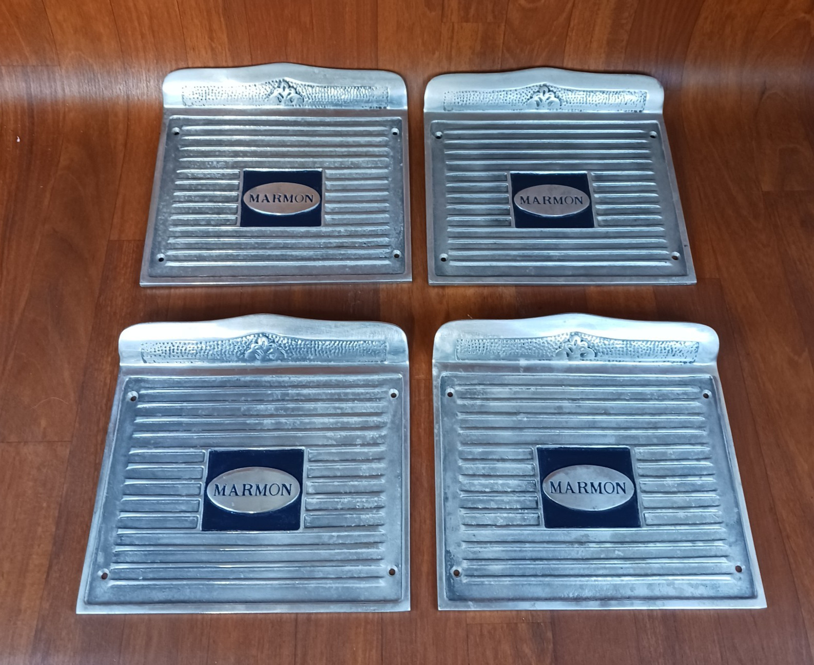 1920's-1930's MARMOM MOTOR CAR SIDE STEP SILL PLATE SET OF 4 PLATES STEPS