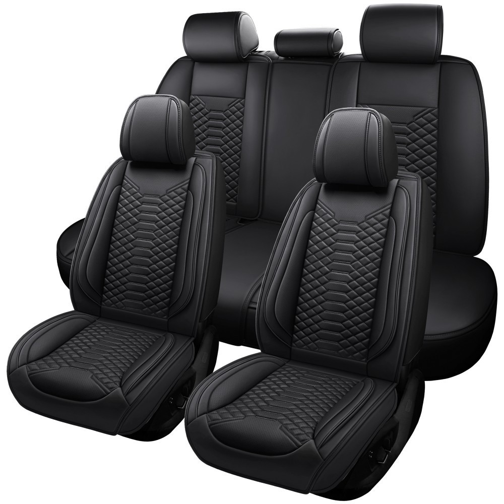 Full Set Leather Seat Covers Front Rear 5-Seat Protector Pad For Dodge Universal