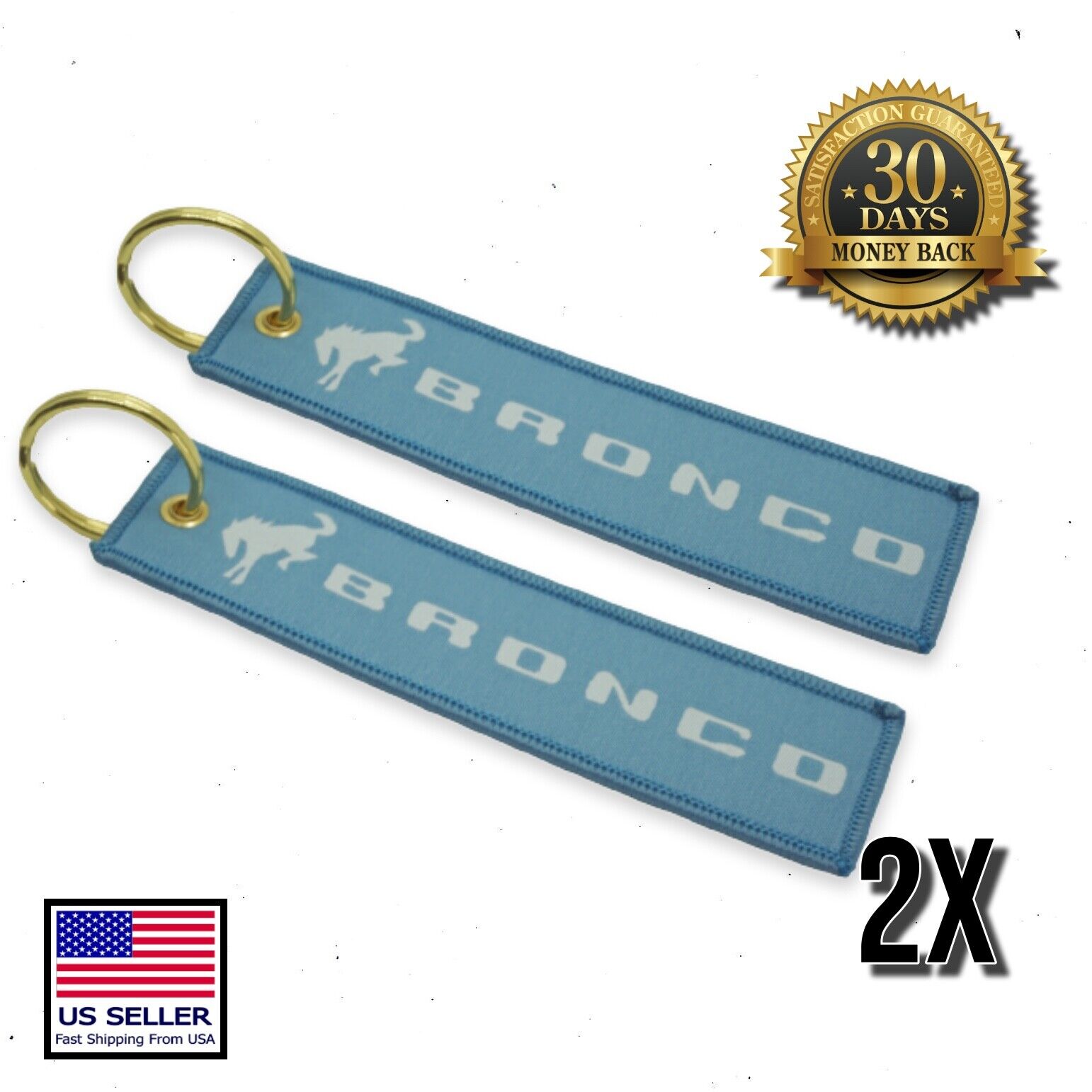 2x Bronco Keychain for Ford Bronco, Blue