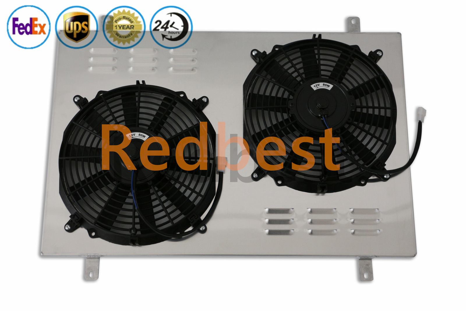 Aluminum Shroud&2*Fan For 1985-1997 Ford F-150 F-250 F-350 Bronco 5.0L 5.8L
