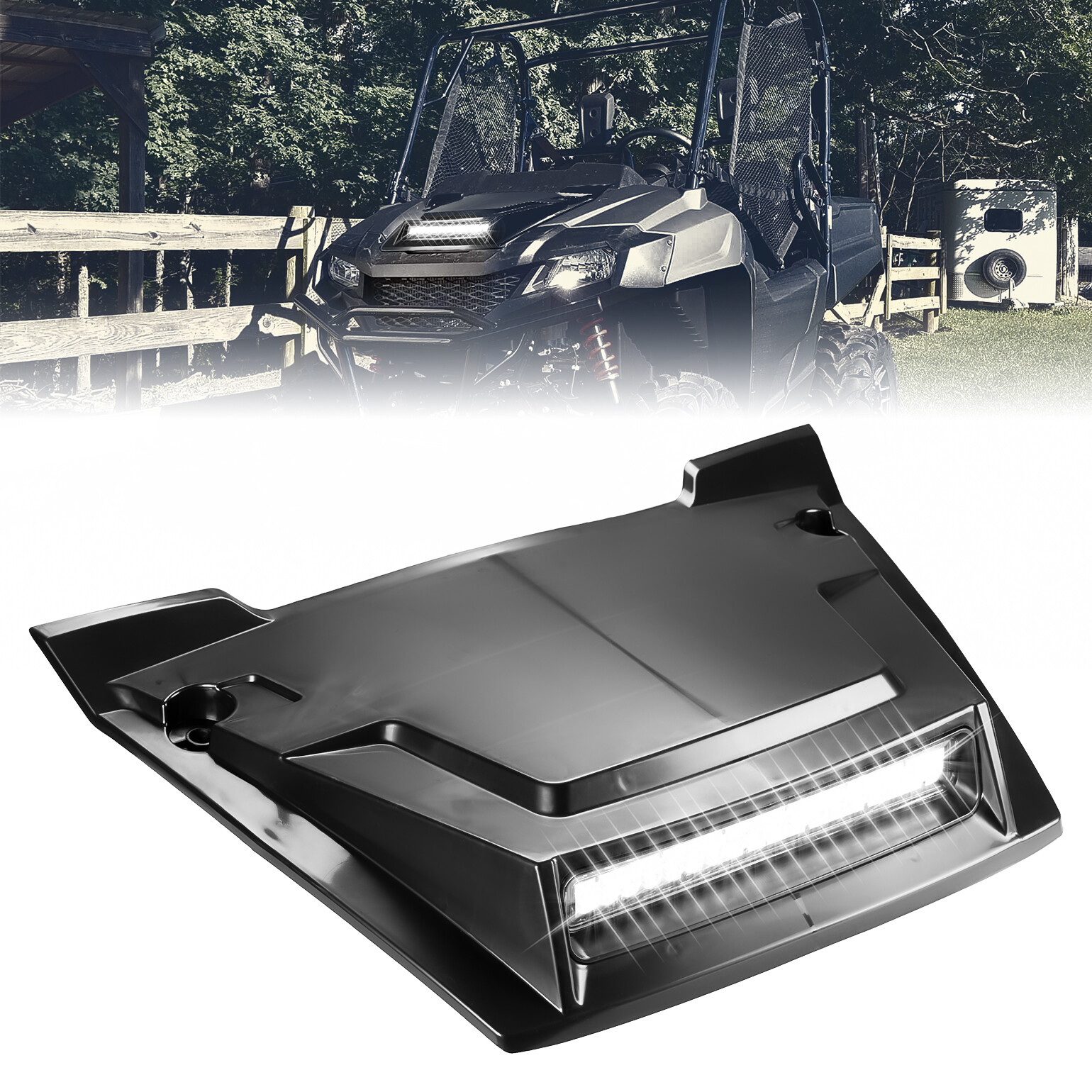 Sport Hood Scoop with LED Spotlight for Honda Pioneer 700 2P 4P 2014-2026