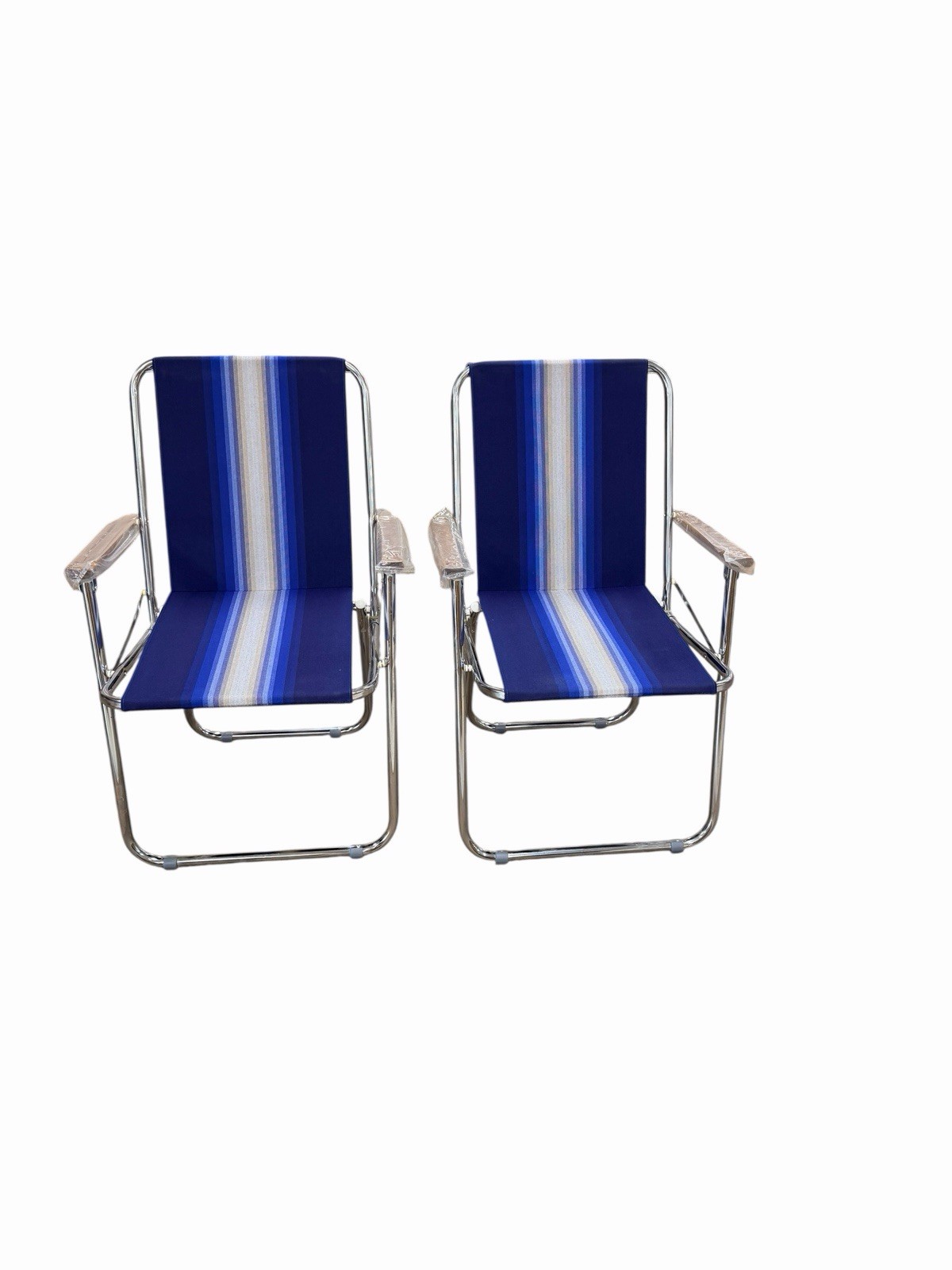 Vintage A&E Systems Blue Folding RV Airstream Chairs, 1 pair, NOS