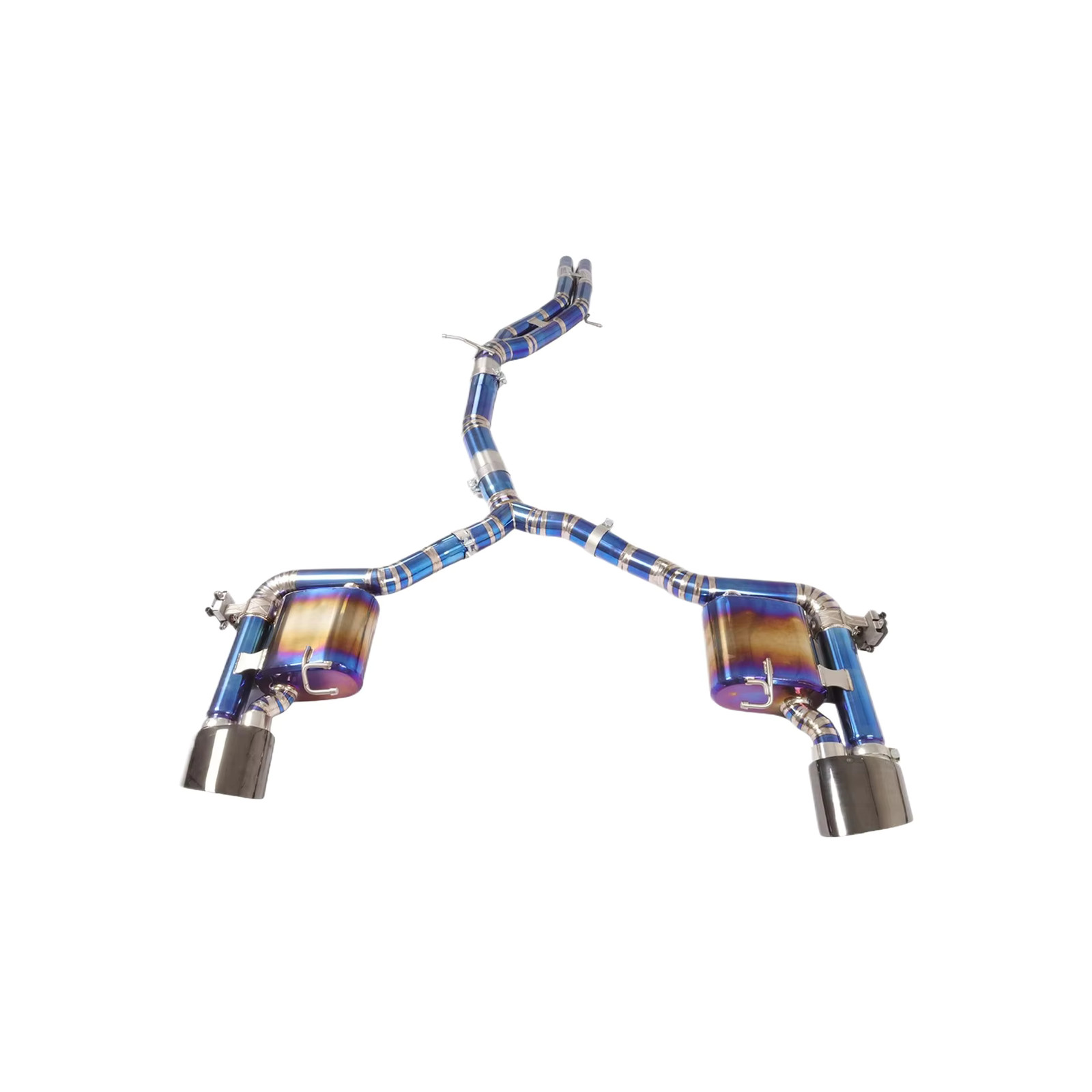 Benni Titanium Valved Cat-Back Exhaust Audi RS5 RS4 B9 2.9T Blue Burnt Remote