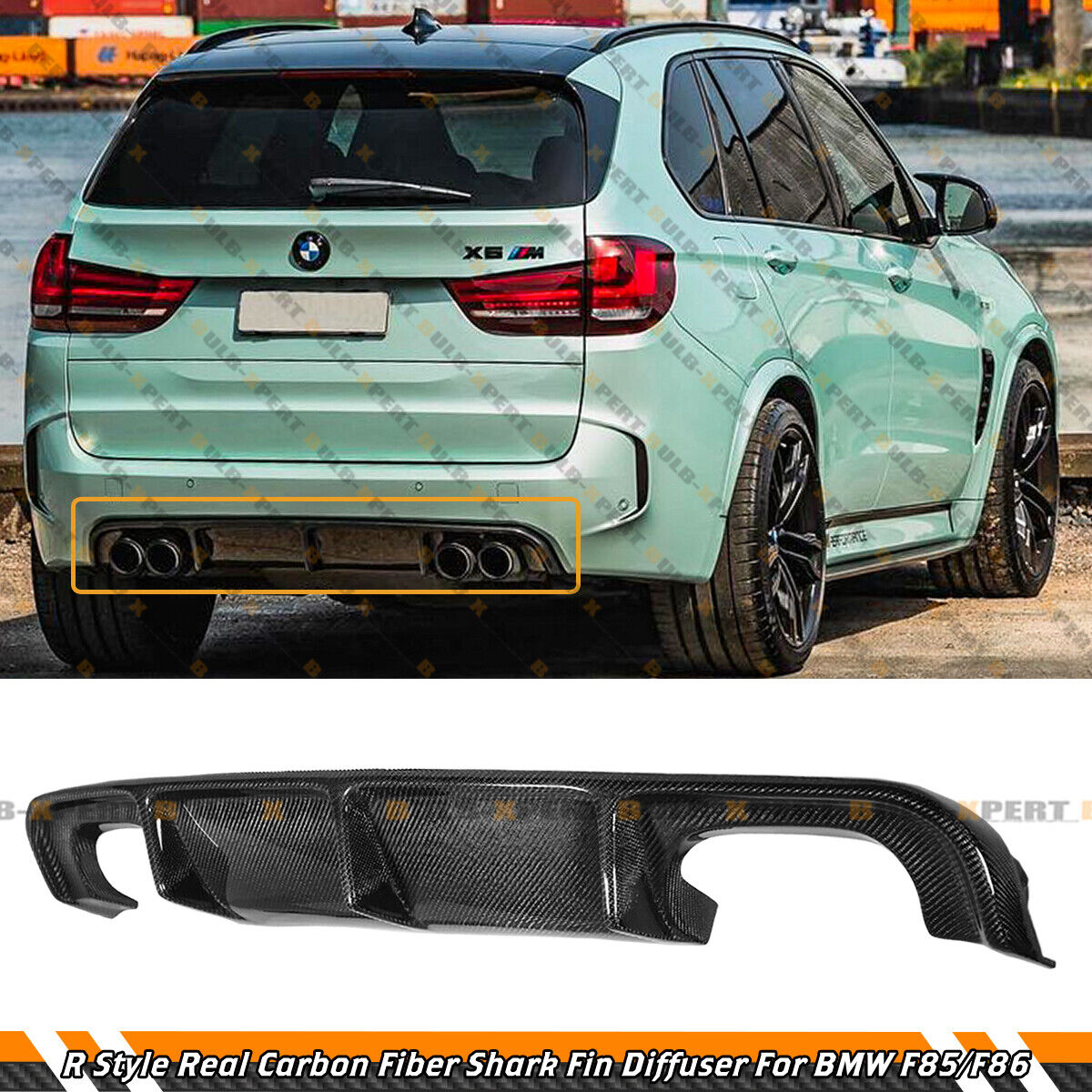 For 2015-2018 BMW F85 X5M F86 X6M R Style Real Carbon Fiber Rear Bumper Diffuser