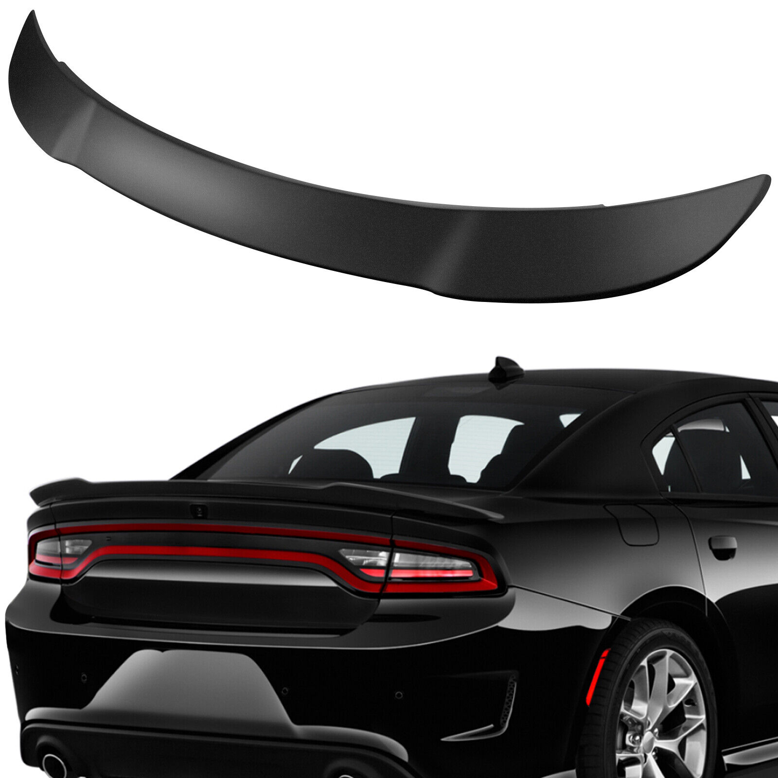 For 2011-2023 Dodge Charger Matt-black Hellcat Style SRT Rear Spoiler Wing
