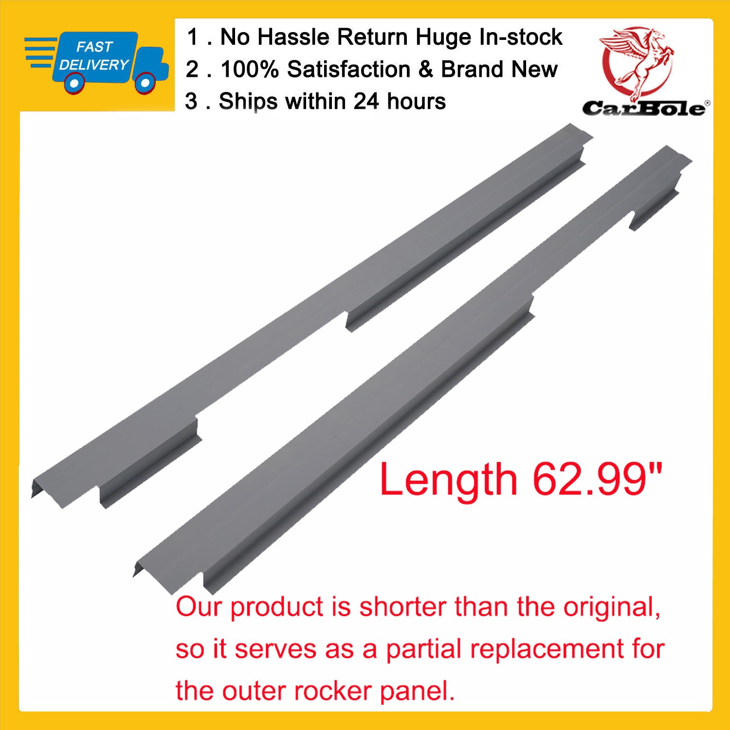 Rocker Panels 1 Pair Fit For 2007-2013 Chevy Silverado & GMC Sierra Extended Cab
