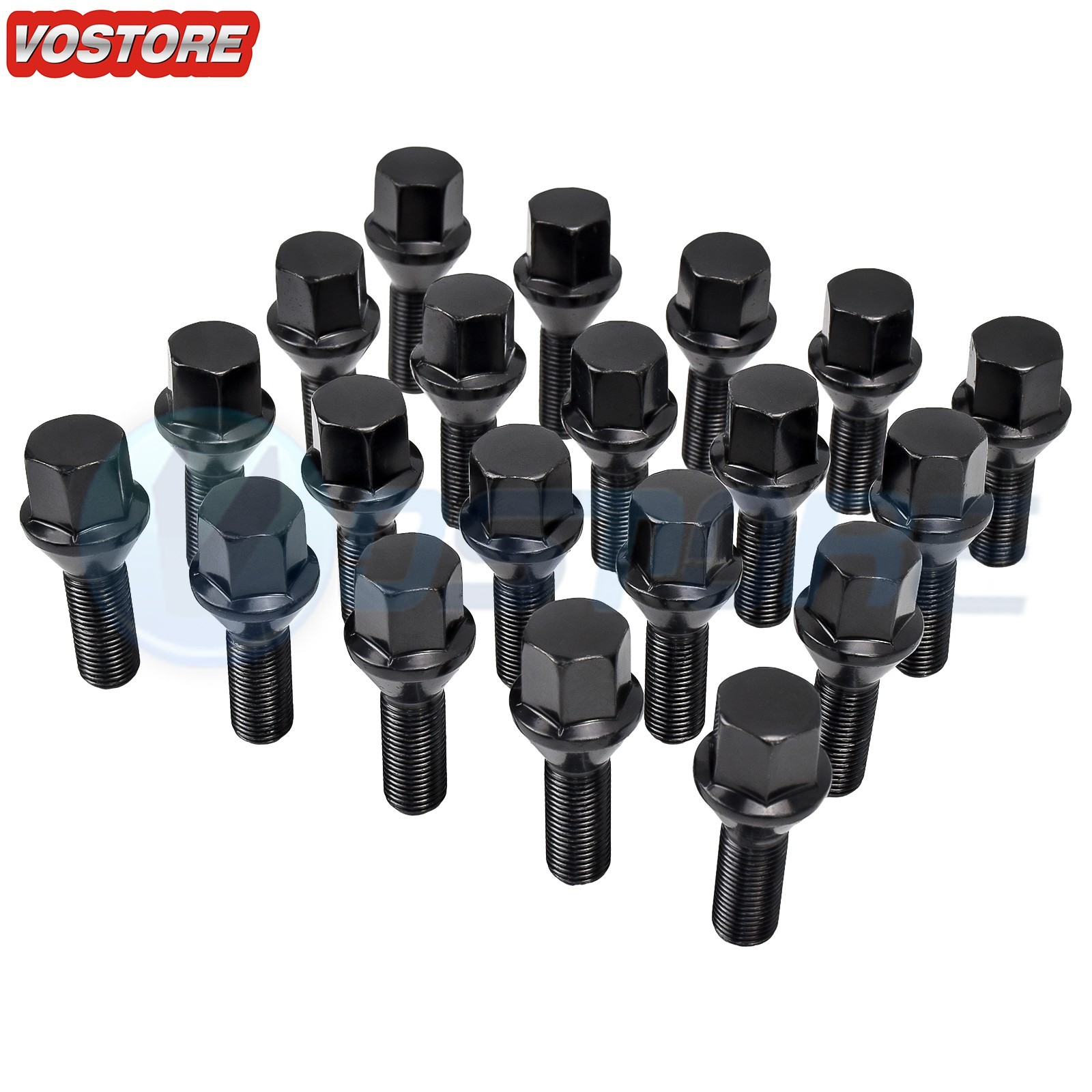 (20) 12x1.25 Black Wheel Lug Bolts for Jeep Compass Renegade Cherokee Ram 700
