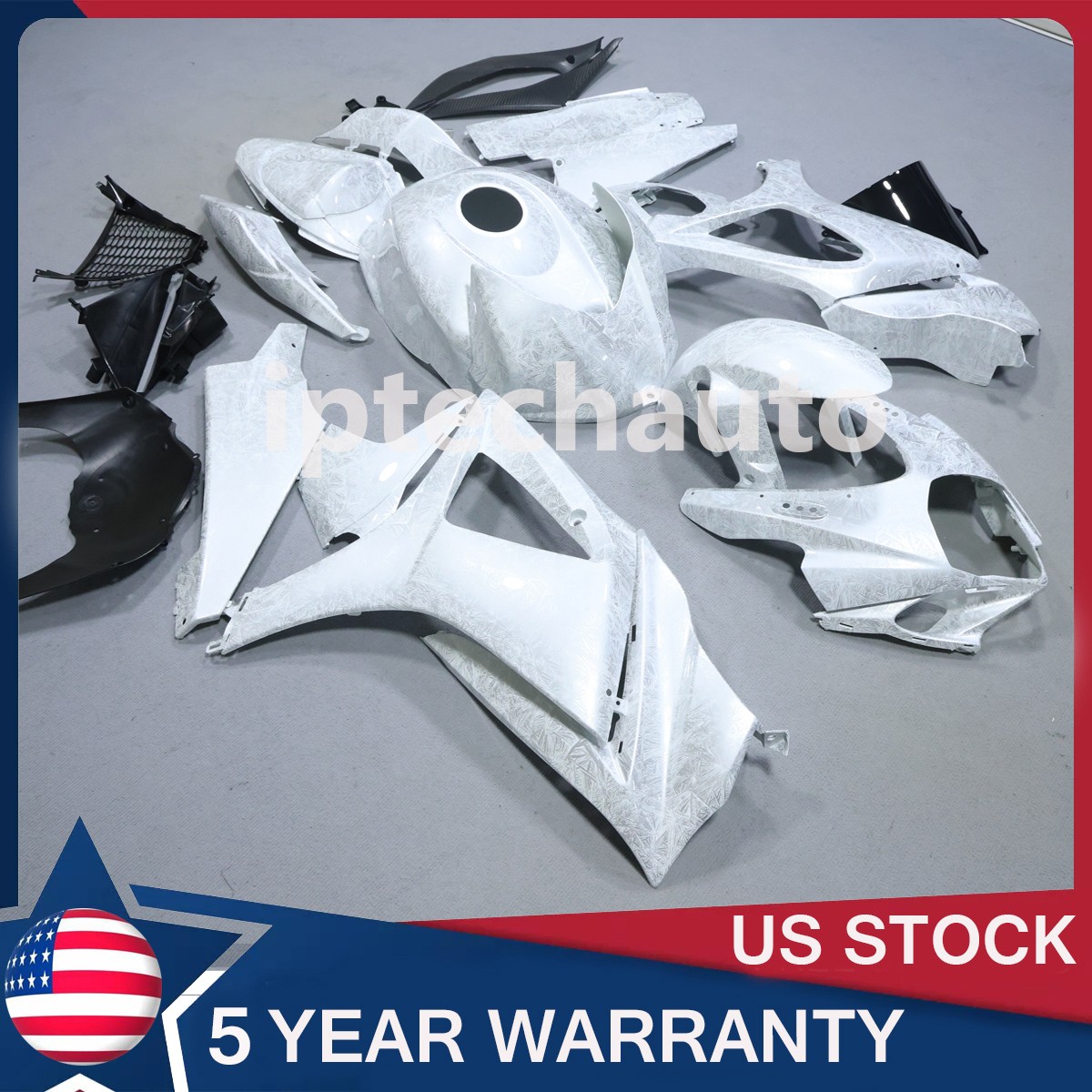 White Ice Cracked Forged Carbon Fiber Fairing Kit For Suzuki GSXR1000 2007 2008