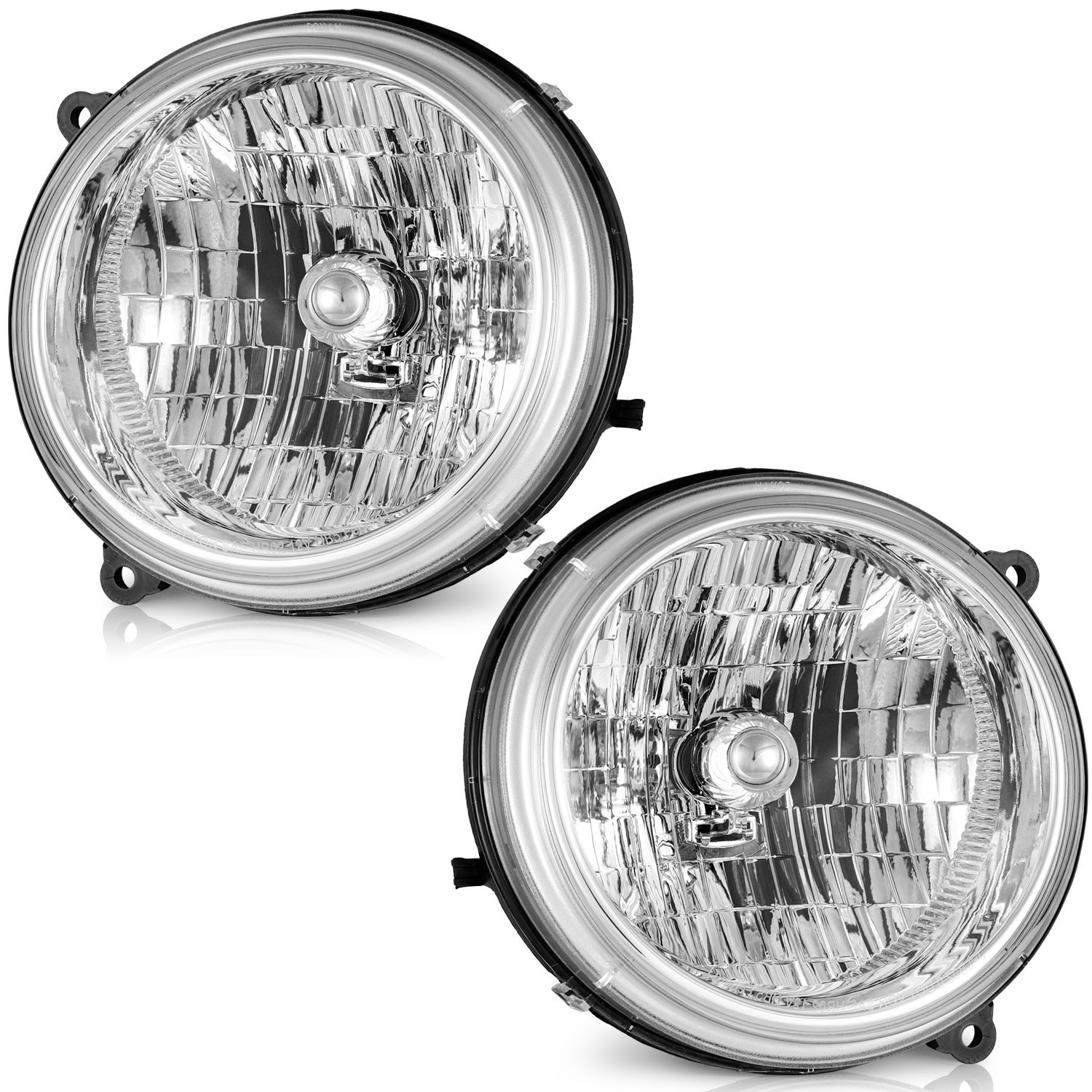 WEELMOTO Pair Headlights Assembly For 2002-2004 Jeep Liberty Chrome Headlamps