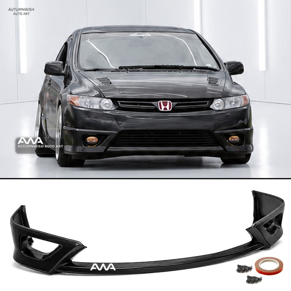 Fits 06-08 Honda Civic 2Dr Coupe HF-P Style Unpainted Front Bumper Lip Add-On