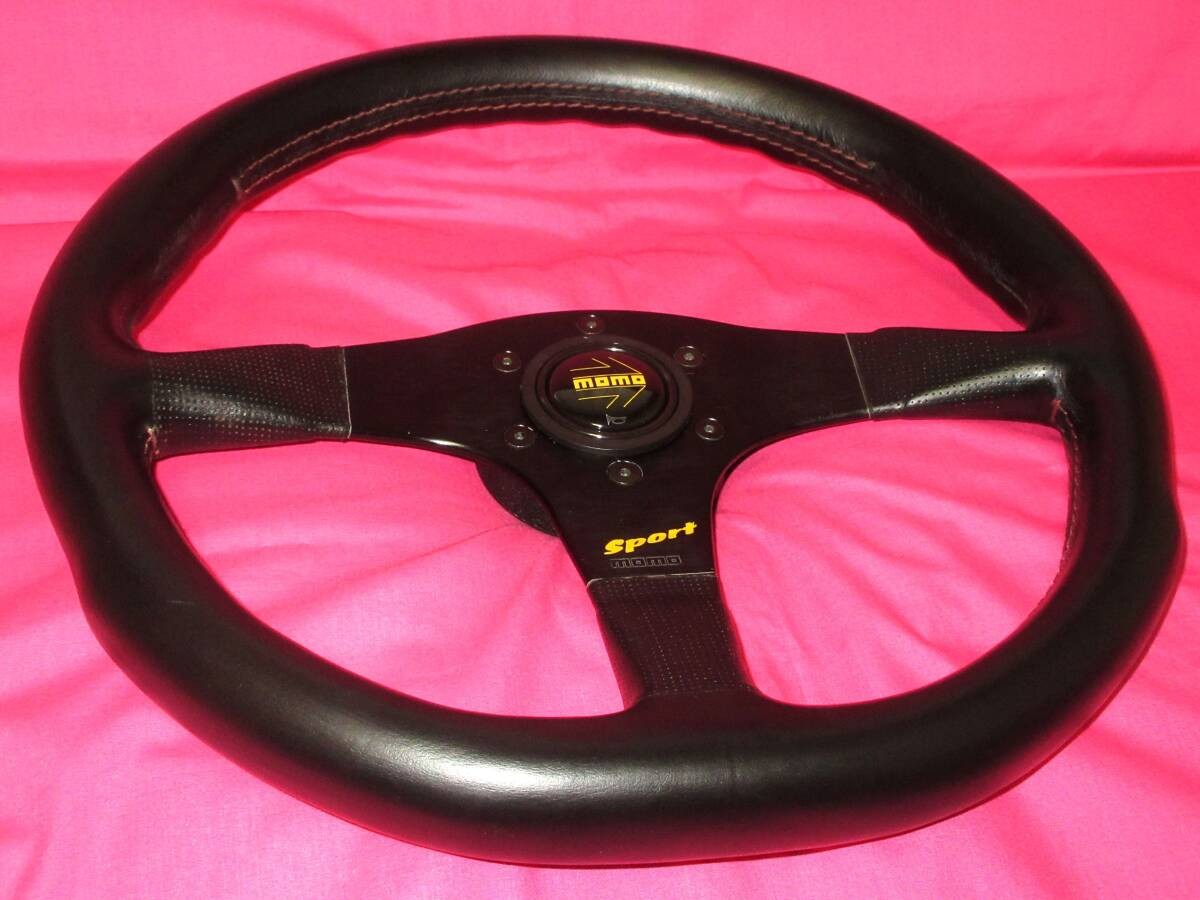 Excellent MOMO Sport 350mm Steering Wheel Black Leather Spokes
