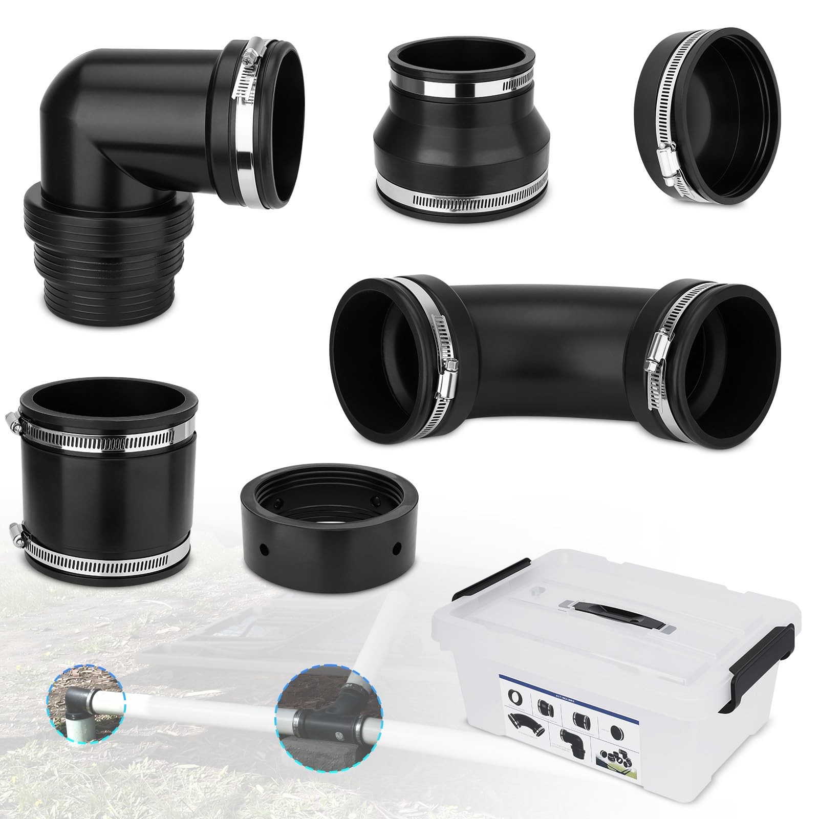 RV Camper Sewer Waste Plumbing Connection System Kit 3