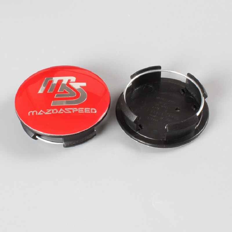4PCS 56mm Car Wheel Center Caps Wheel Hub Caps for Mazda MAZDASPEED Emblem Red