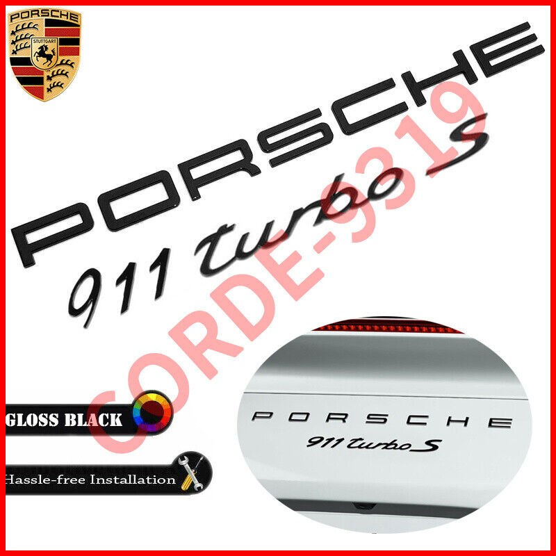Gloss Black For P-O-R-S-C-H-E Old 911 TURBO S Rear Badge Emblem Look Deck lid