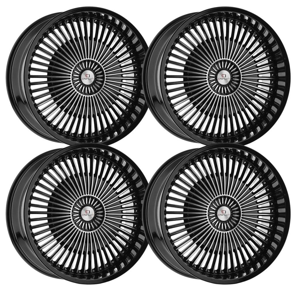(Set-4) Cavallo CLV-41 20x8.5 5x114.3/5x4.5 35mm Black Machined Wheels Rims