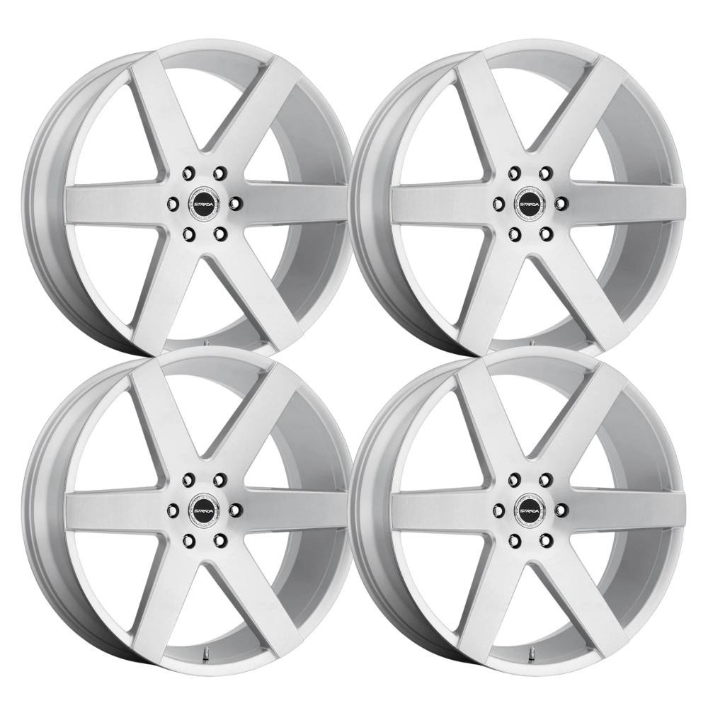 (Set-4) Strada Coda 20x8.5 6X139.7/6X139.7 20MM Brushed Silver wheels rims