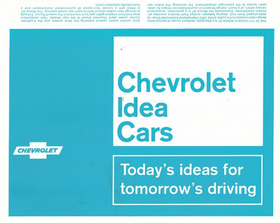 1966 Corvette CERV I Monza GT SS Chevrolet Idea Cars Concept 4 Panel Brochure
