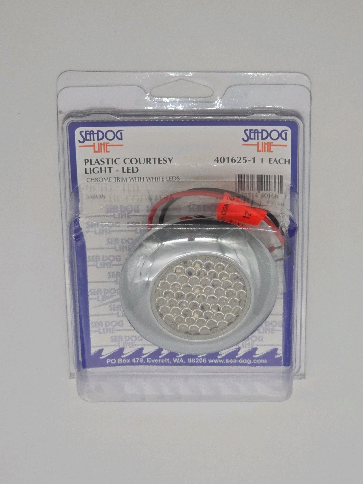 (1) SEA-DOG LINE Chrome Trim w/ White LEDs Plastic Courtesy Light 401625-1 NEW
