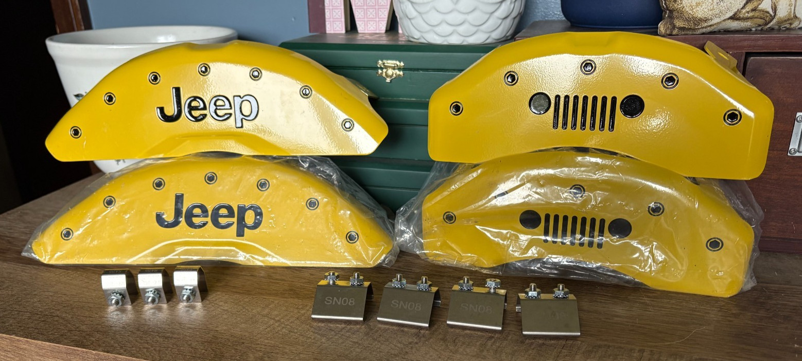 MGP Yellow Caliper Covers Set Jeep and Grille Logos Aerospace-Grade Aluminum
