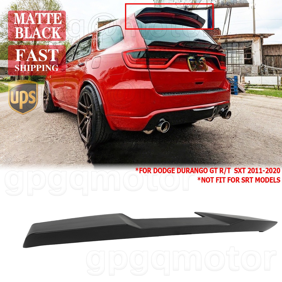 For Dodge Durango GT R/T 2011-2020 Matte Black Rear Roof Spoiler Wing Extension