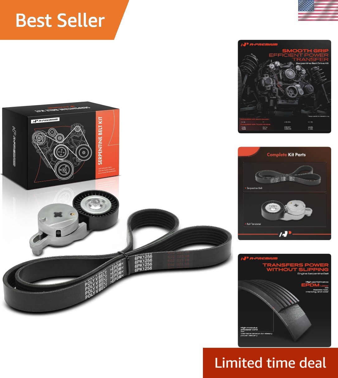 Engine Serpentine Belt Drive Kit with Tensioner