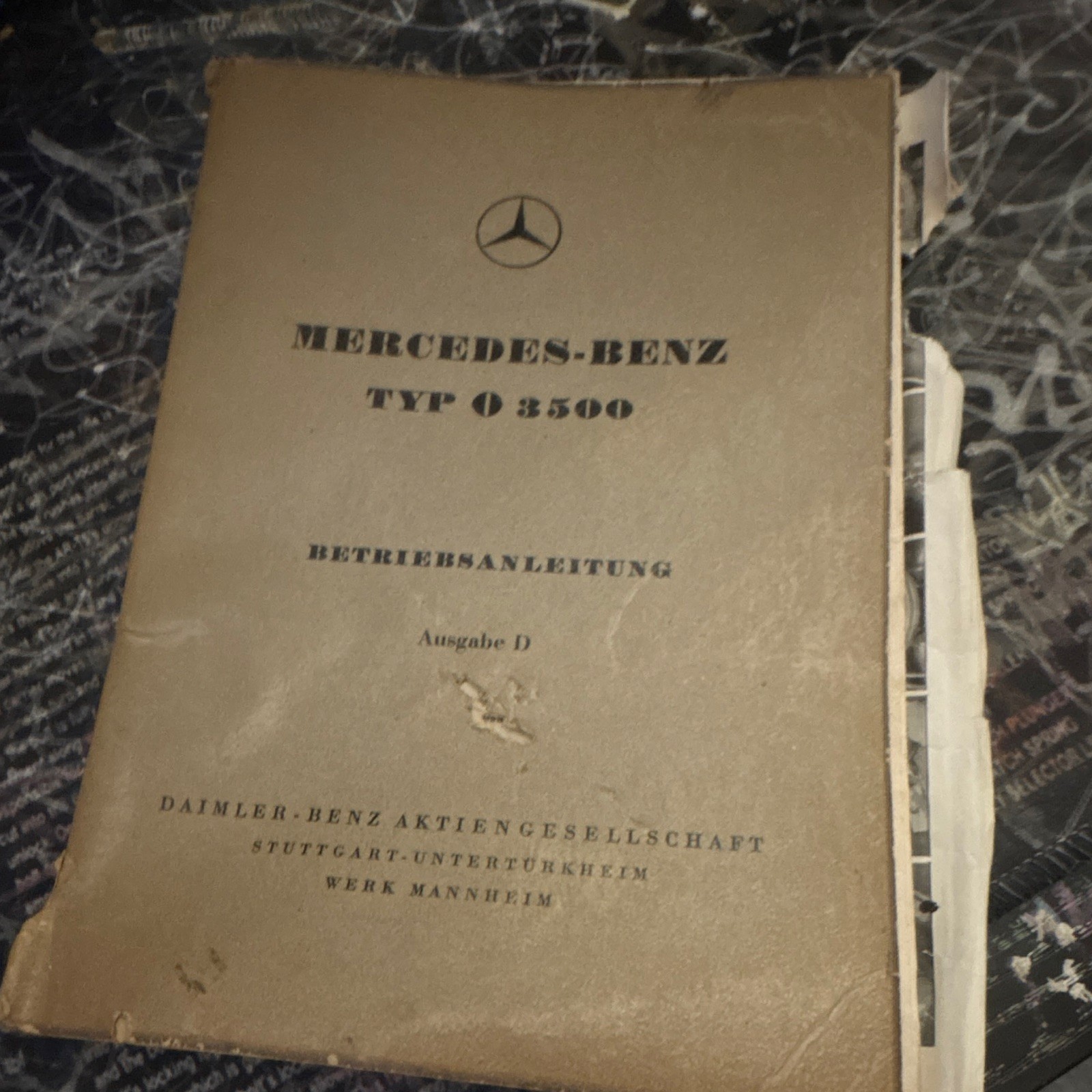 Mercedes-Benz Type Of 3500 Instruction Manual Ausgabe D