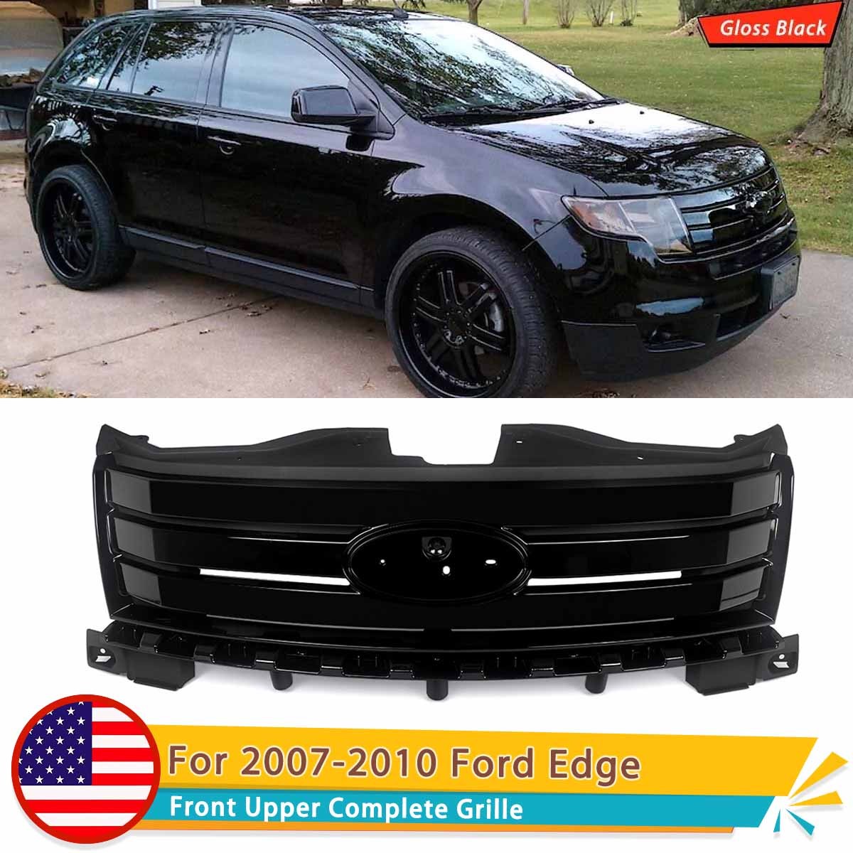 Gloss Black Front Bumper Grille Upper Grill Assembly Fit For Ford Edge 2007-2010 Gloss Black Front Bumper Grille Upper Grill Assembly Fit For Ford Edge 2007-2010