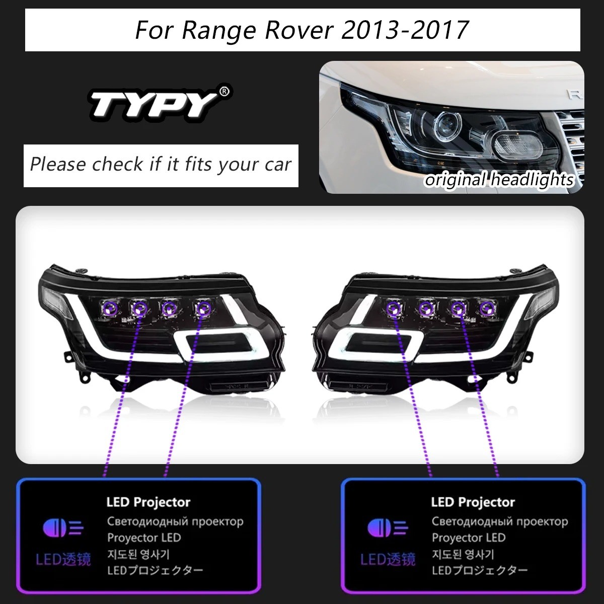 Matrix Style LED Headlight For Land Rover Range Rover 2013-2017 Upgrade