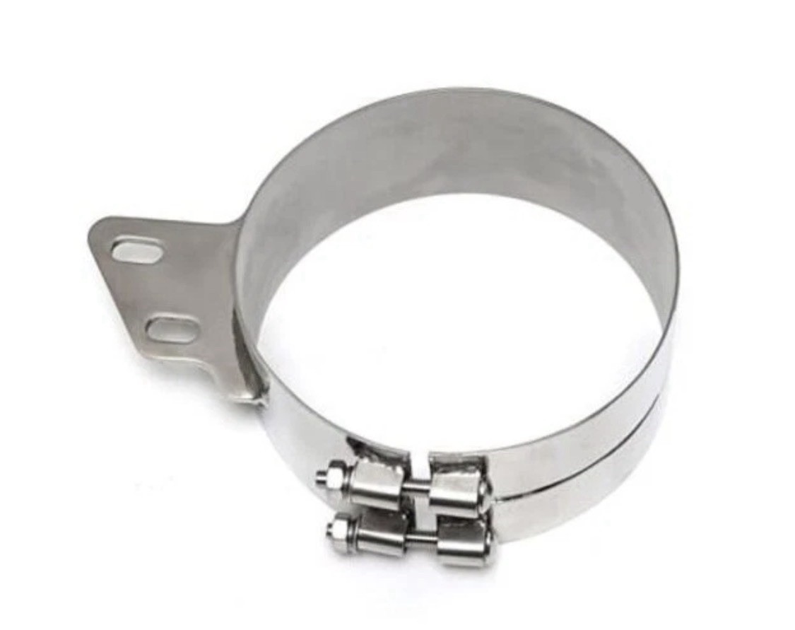 6in Stainless Steel Exhaust Mount Clamp Heavy Duty Muffler Pipe Bracket Silver