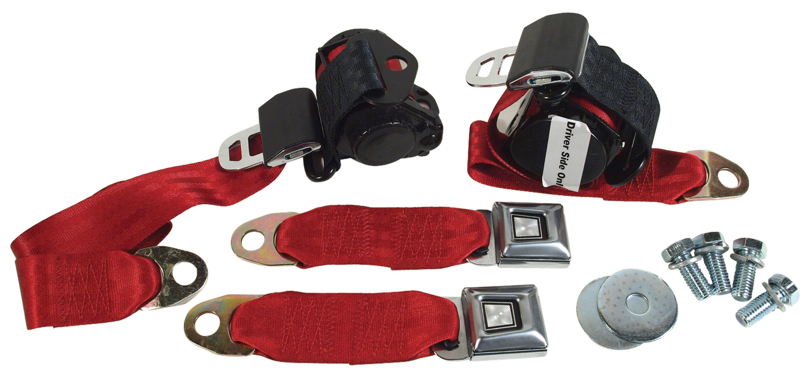 Red Lap & Shoulder Seat Belts - Single Retractor for 1974-1977 C3 Corvette Red Lap & Shoulder Seat Belts - Single Retractor for 1974-1977 C3 Corvette