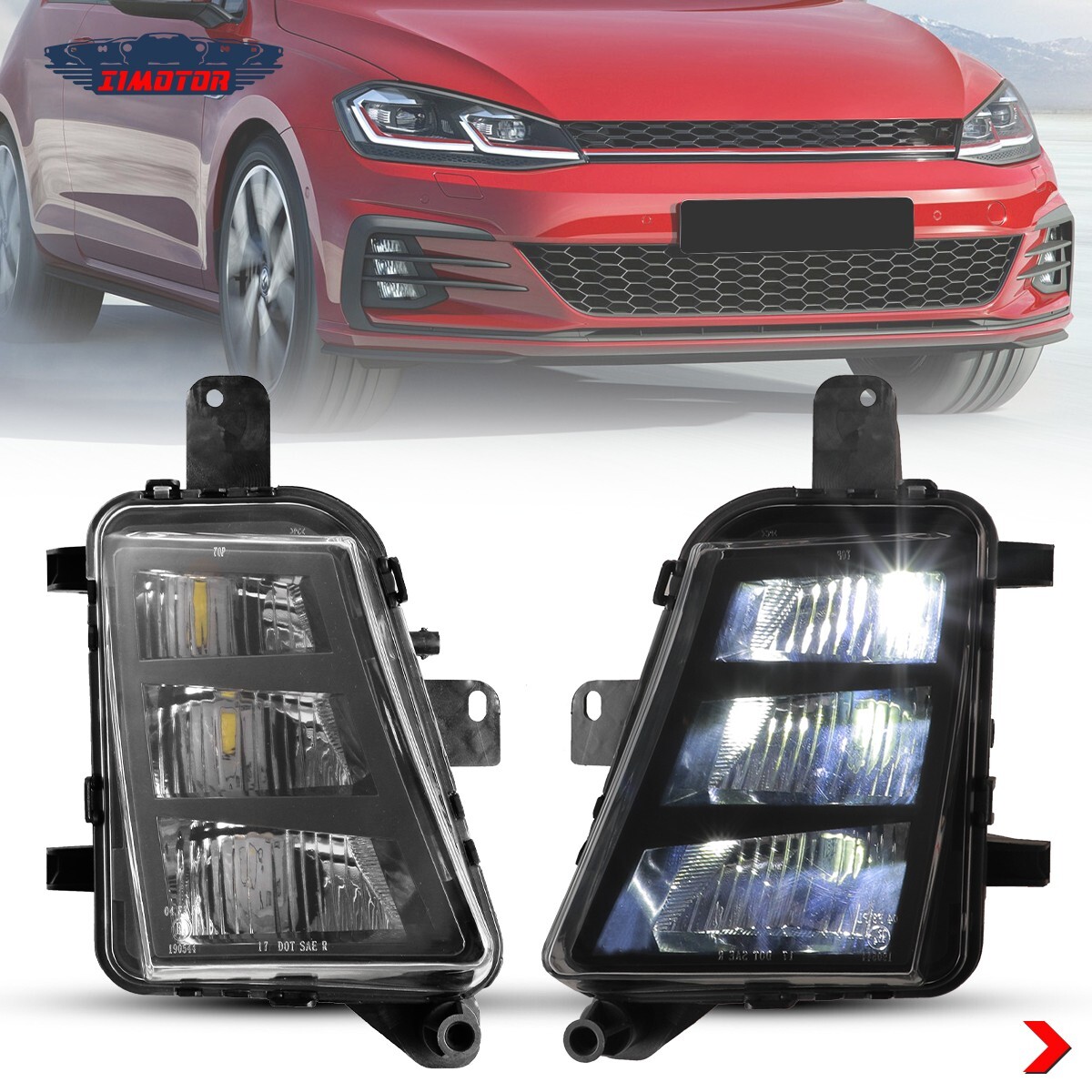 For 2014 2015 2016 2017 Volkswagen Golf GTI LED Fog Lights Bumper Lamps Pair L&R