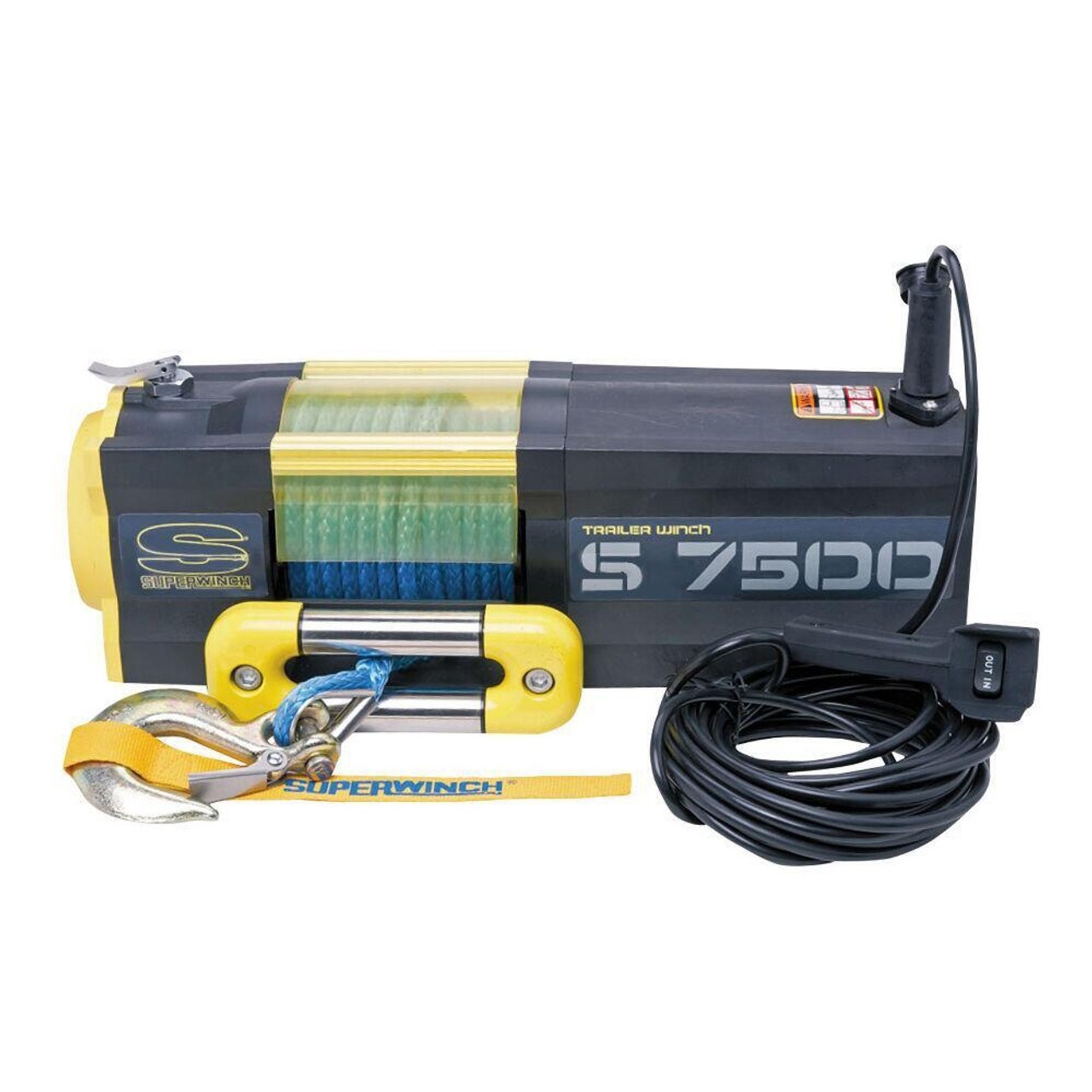 Superwinch 1475201 S7500 SR 12V 7500 lb Winch with Synthetic Rope 30\' Remote